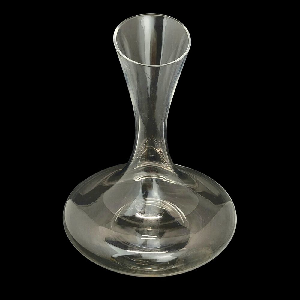 Blown Glass Modern Wine Decanter Angle Cut Oblique Rim Handmade Poland 11"